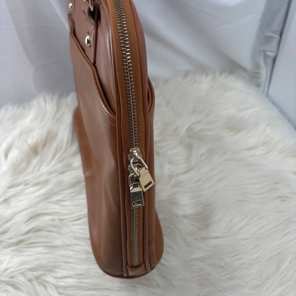 EDODAY‎ Camel Genuine Leather Laptop bag Zipper Multi Pocket 16x11